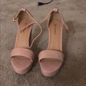Pink suede heels